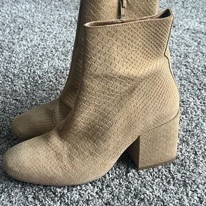 Free People Beige Textured Ankle Booties